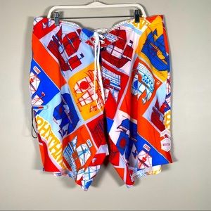 RHYTHM Men’s Vibrant Ships Print Board Shorts 40